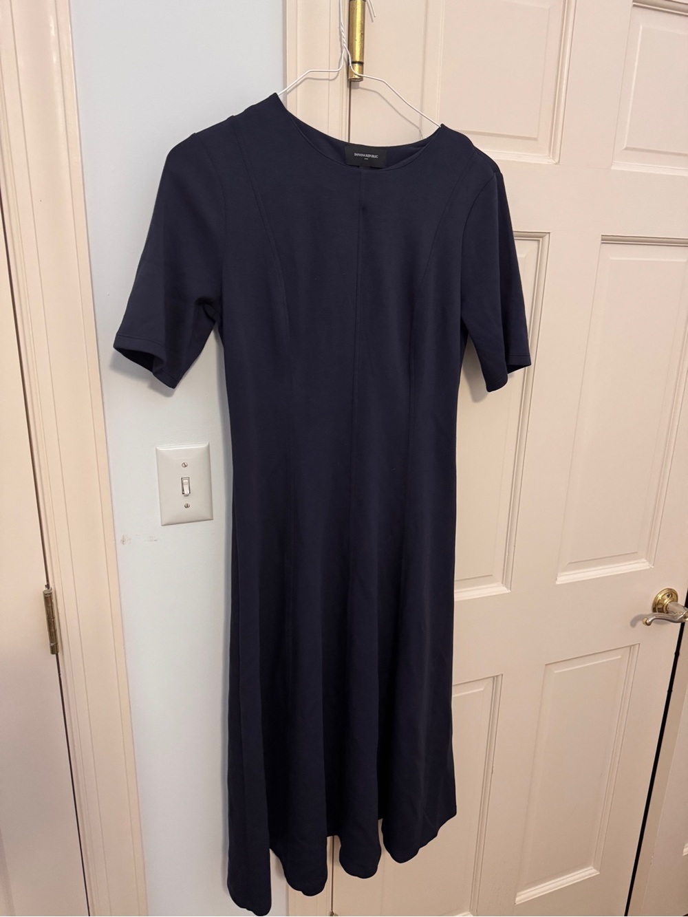 Banana Republic Navy Midi A-Line Short Sleeve Dress